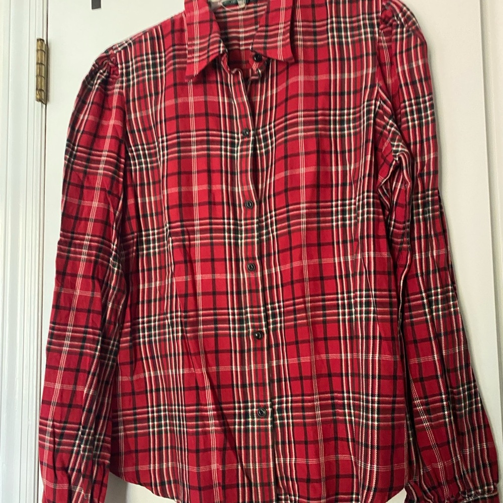Ralph Lauren Red Plaid Button down blouse